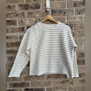 J. Crew Reversible Quilted Pullover Tan Cream Size Small